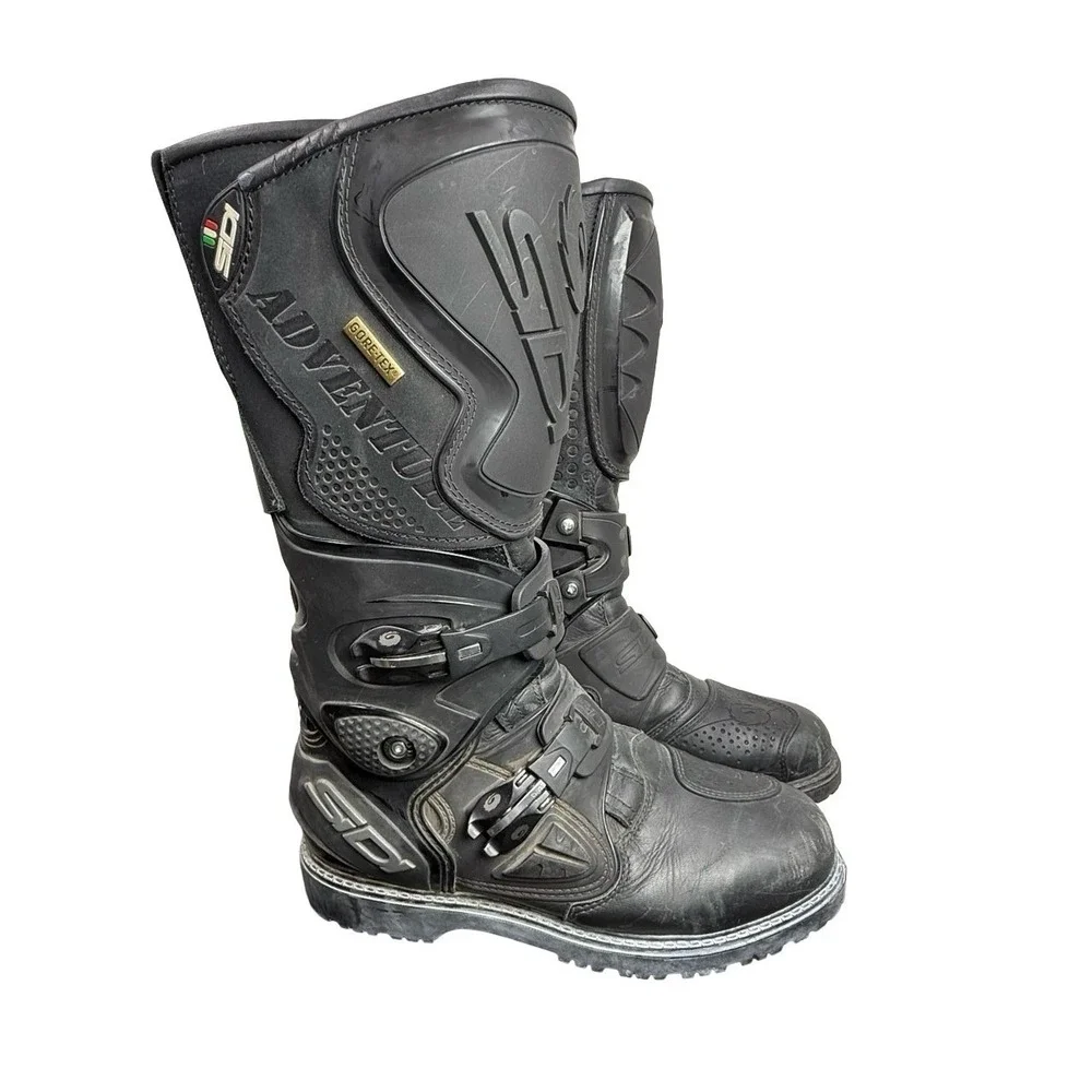 Sidi Adventure Gore-Tex Boots Mens 7.5 Black Dual Sport Touring Italy